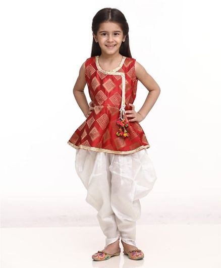 Girls Red Kurta with White Dhoti Pants Suit [Pre-Order] – Navastrani  Boutique